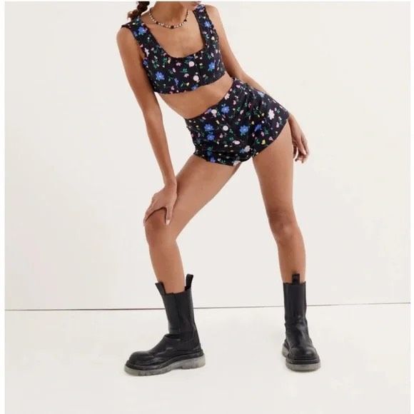 NWT For Love & Lemons Robin Black Floral Tank & Shorts Set Size Small - Picture 2 of 8